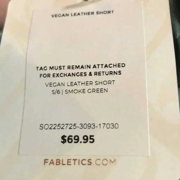 FABLETICS vegan leather shorts smoke green Small New with Tags - Picture 7 of 7